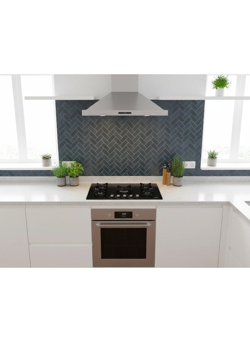 Simfer Built-In Gas Hob 90 cm Black Glass, 5 Sabaf Burners, Front Control Knobs, Round Cast Iron Pan Supports, Auto Ignition, Full Safety – Model BH90GG01 - Image 5